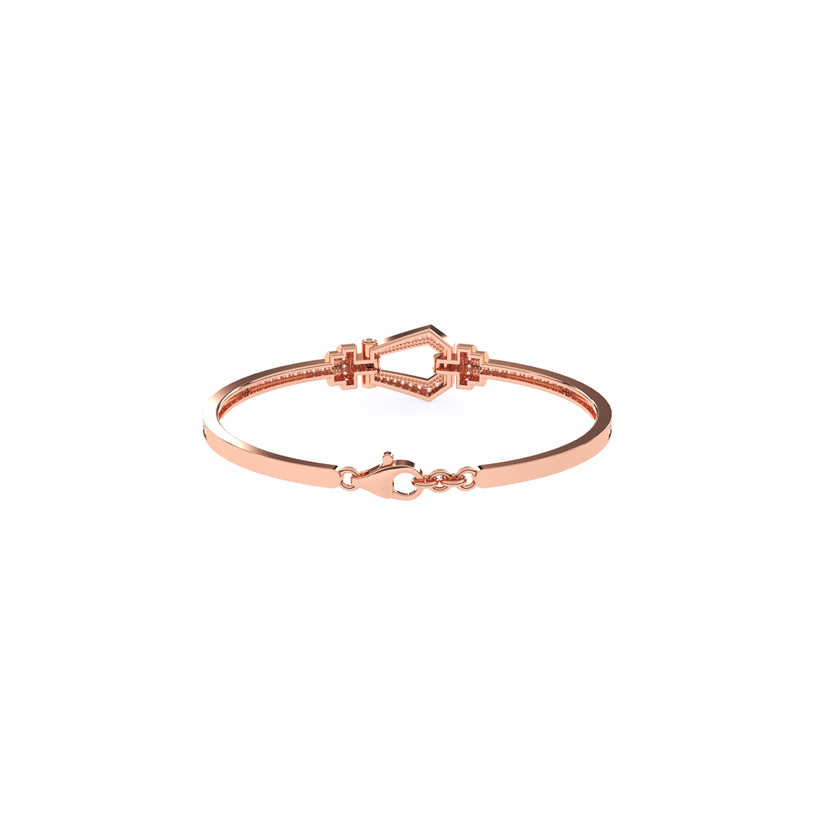 Kite shape bracelet with Diamonds in Size Small in Rose Gold